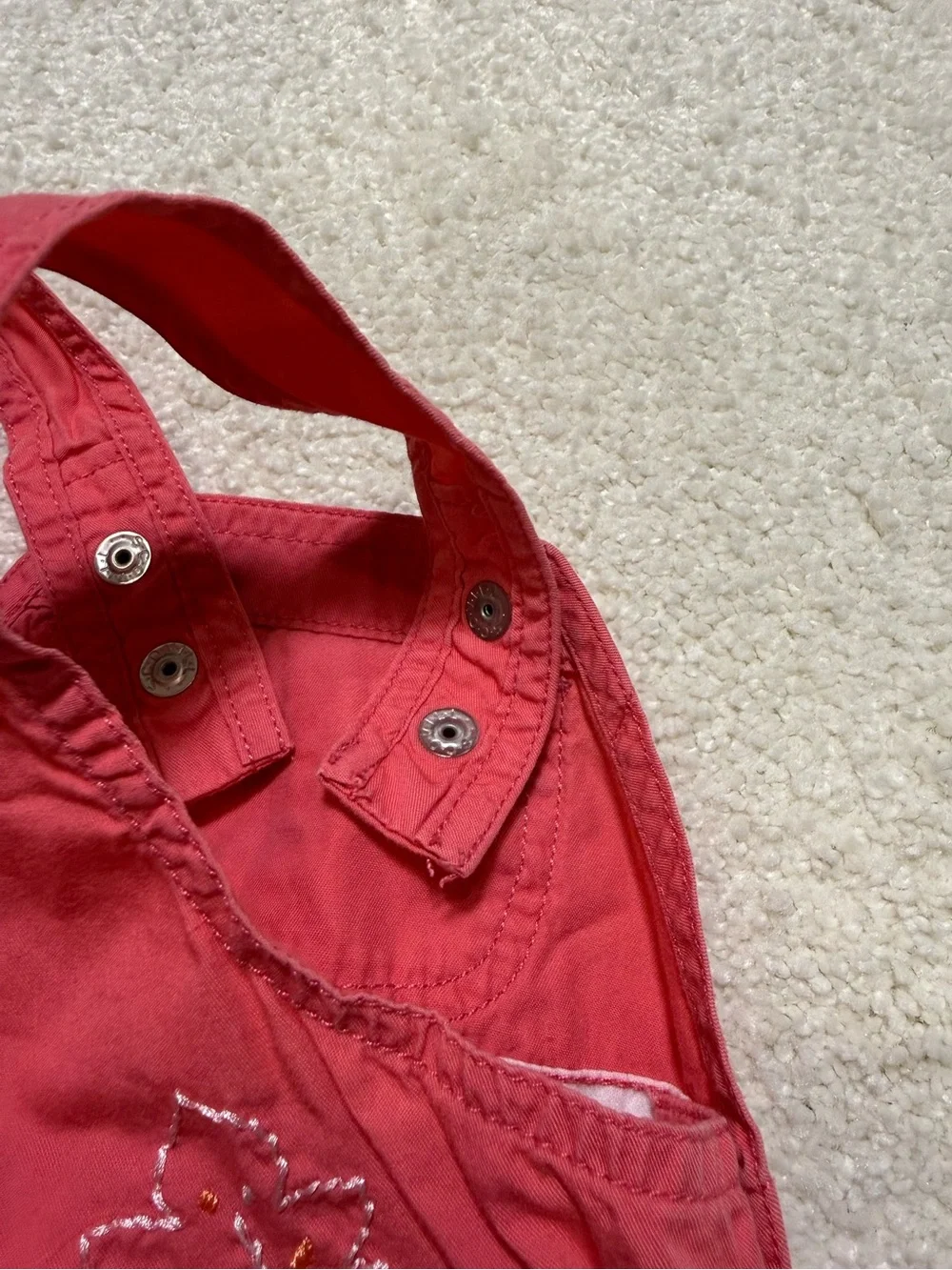 Vintage Baby Gap Floral Embroidered Short Overalls Newborn 0-3 Months